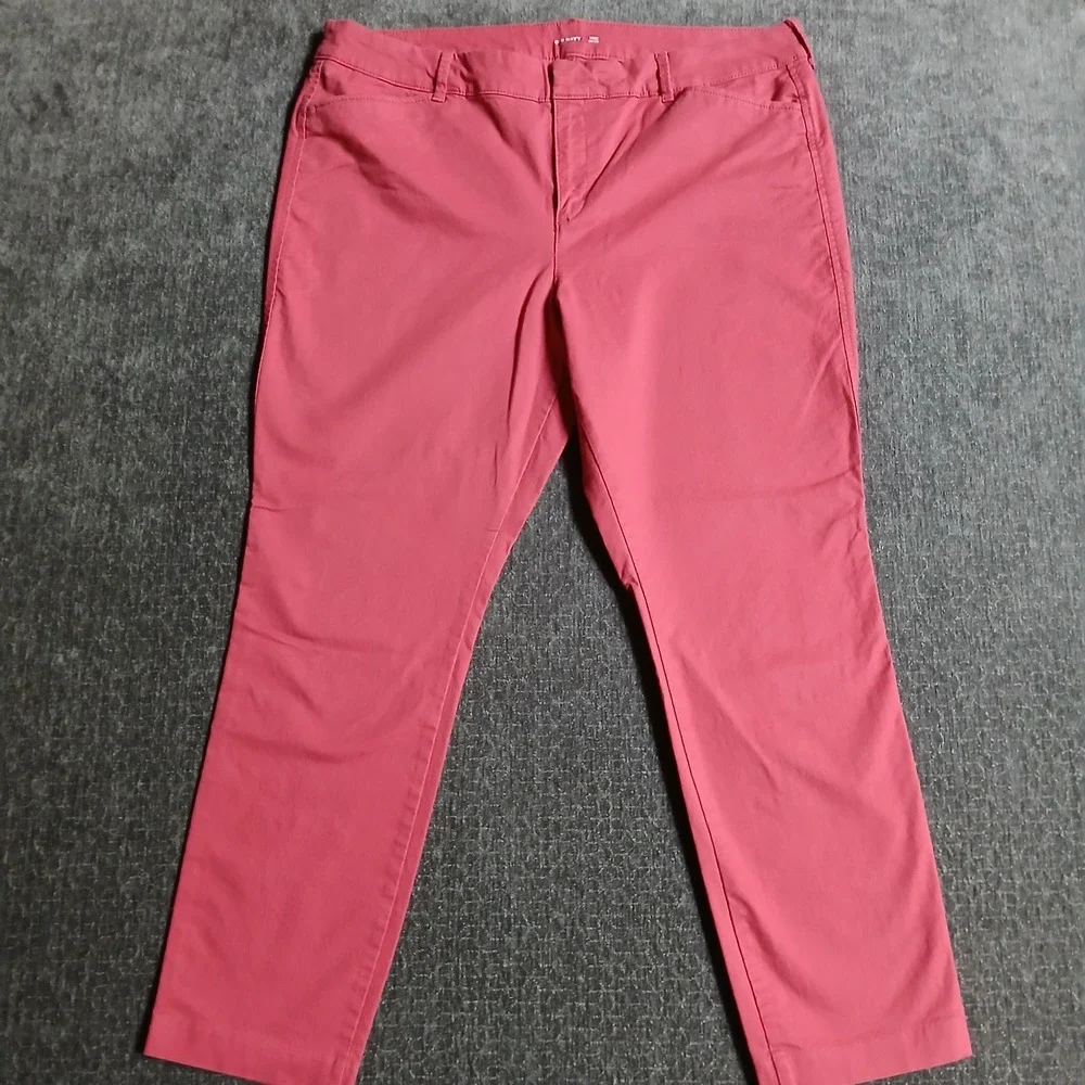 Old Navy Pixie Pants Women's Sz 16 Mid-Rise Cropped Chino Ankle Pants Coral Pink